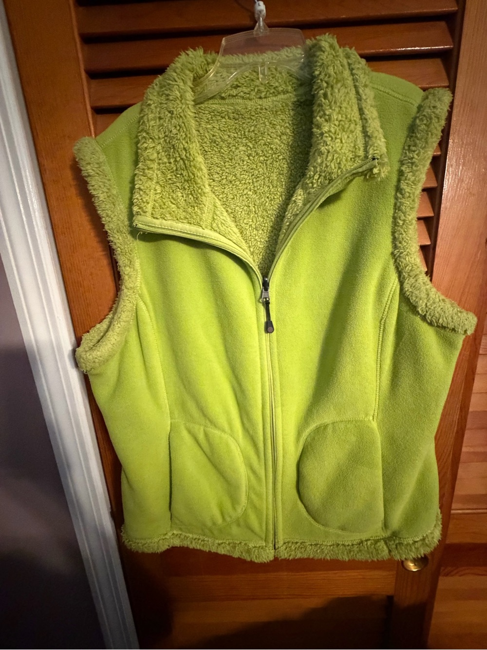 Women's Sherpa-Lined Fleece Vest in Lime Green